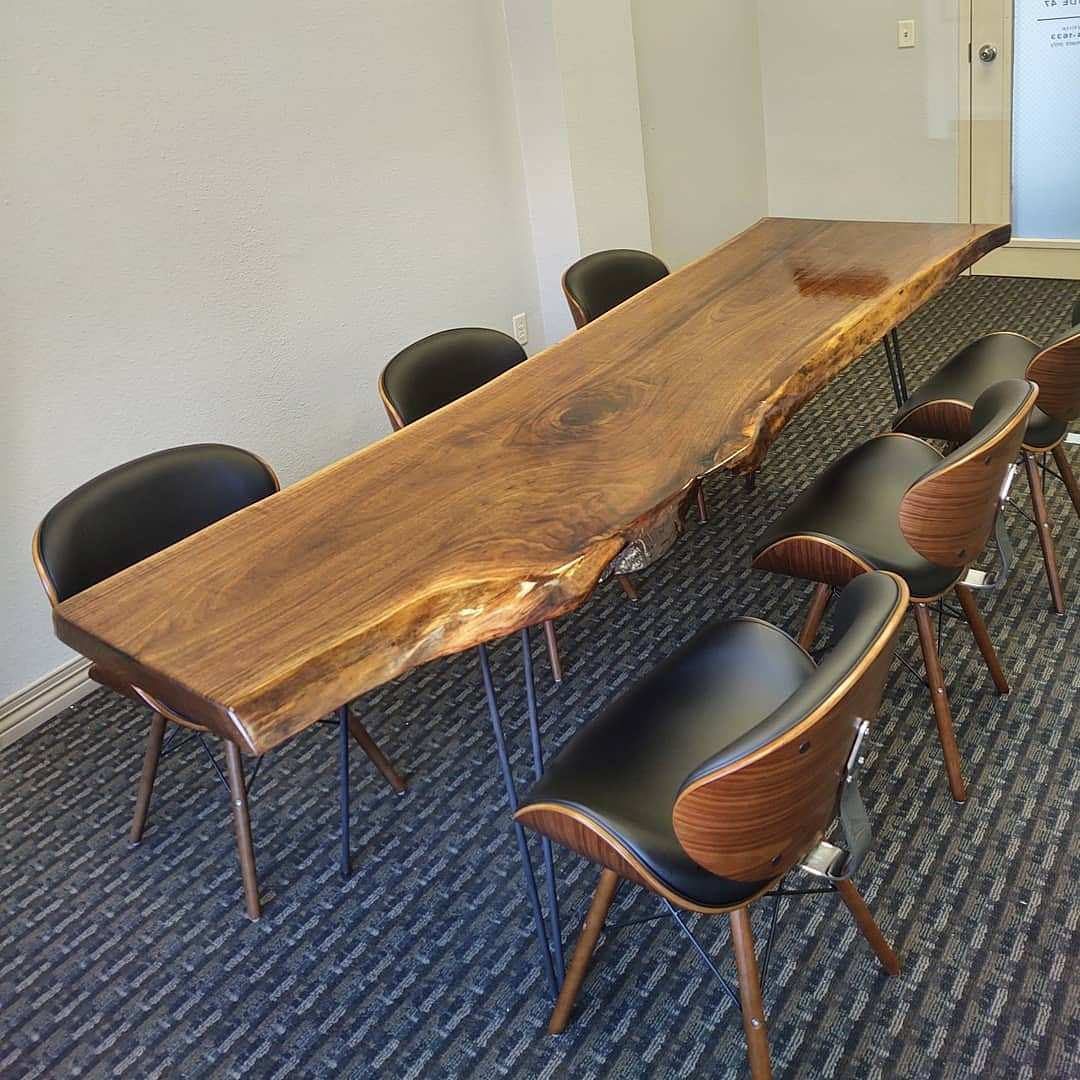 large wood slab table