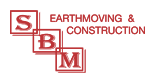 a logo for a company called SBM earthmoving and construction
