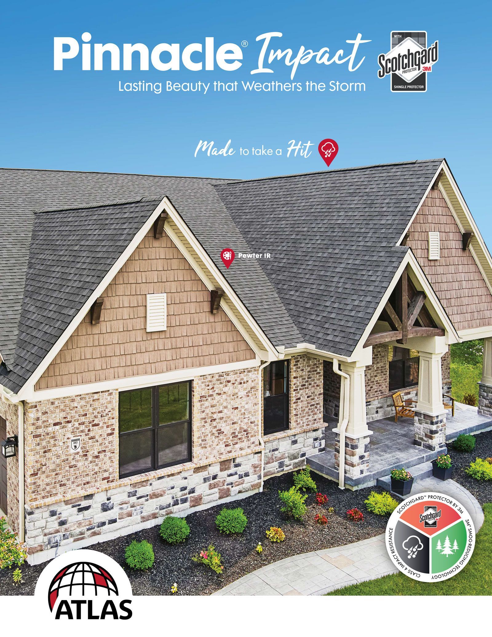 A brochure for pinnacle impact shows a house with a roof.