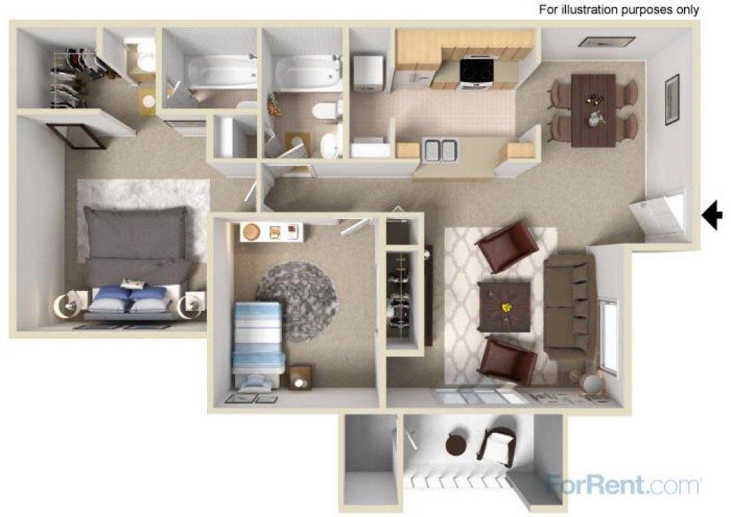 2 bedrooms | 1 bathroom