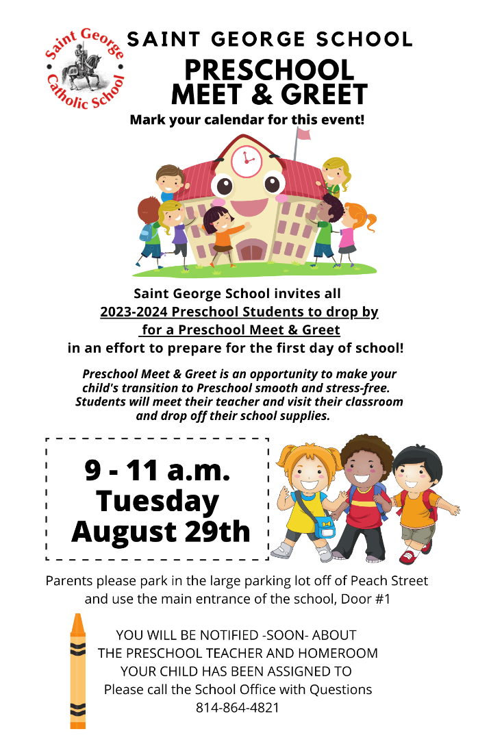 A saint george school preschool meet and greet flyer