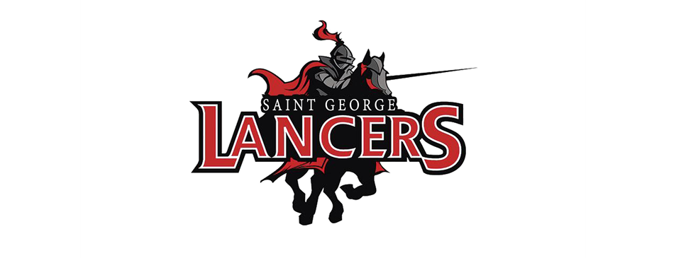 A logo for saint george lancers with a knight on a horse