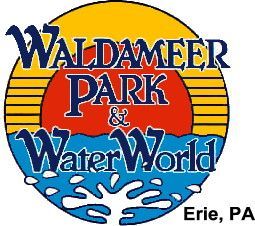 The logo for waldmeer park and water world in erie , pa.