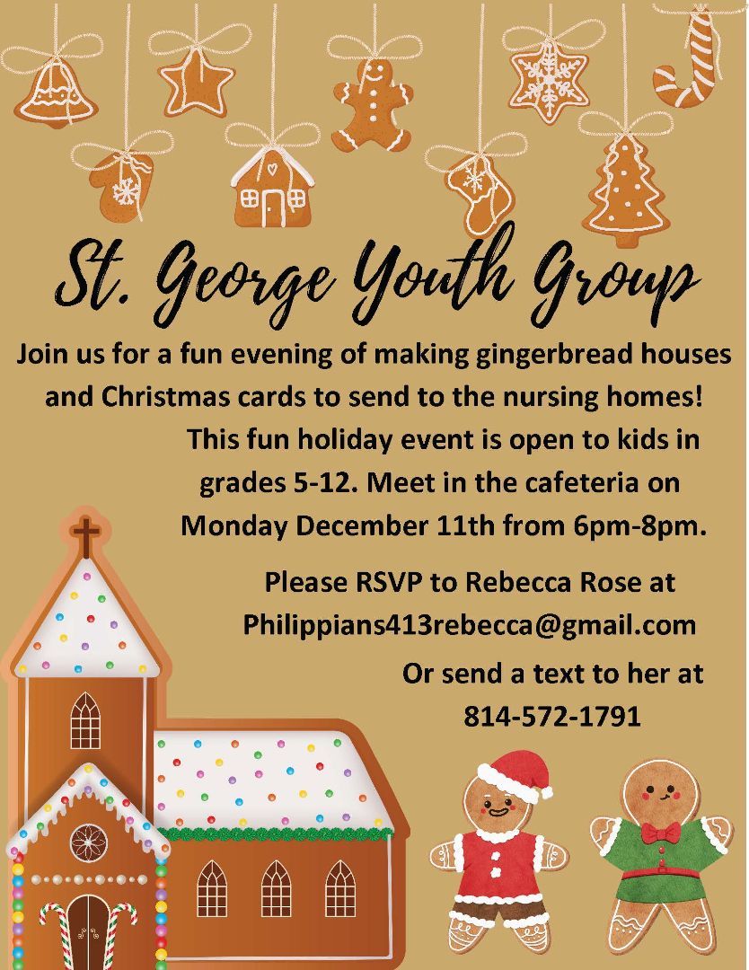 A flyer for a st. george youth group