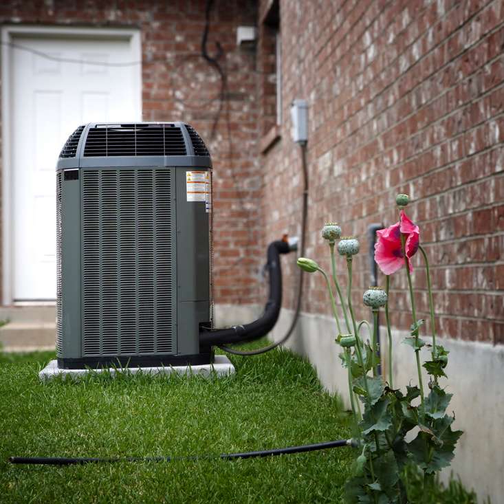 Air conditioner on backyard