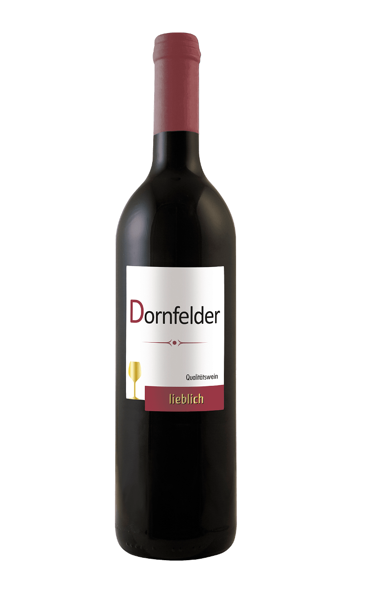 A bottle of dornfelder wine on a white background