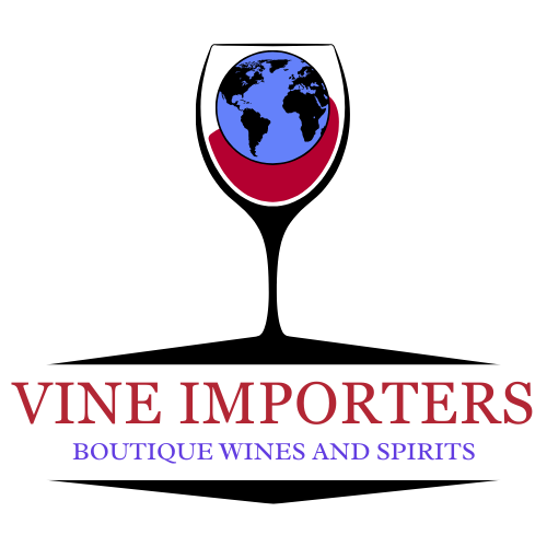 A logo for vine importers boutique wines and spirits
