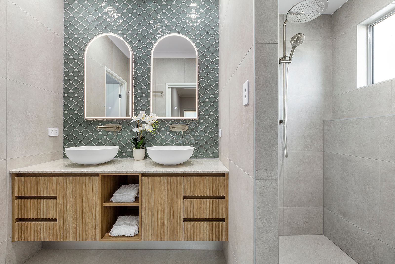 Bathroom With Two Sinks, A Shower And A Bathtub — City Cabinetmakers in Rural View, QLD