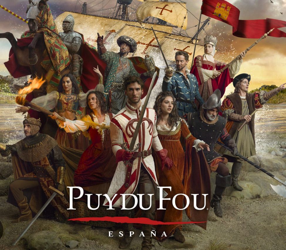 A poster for puy du fou shows a group of people in medieval costumes