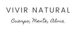 Logotipo de “VIVIR NATURAL” y el lema “Cuerpo, Mente, Alma”