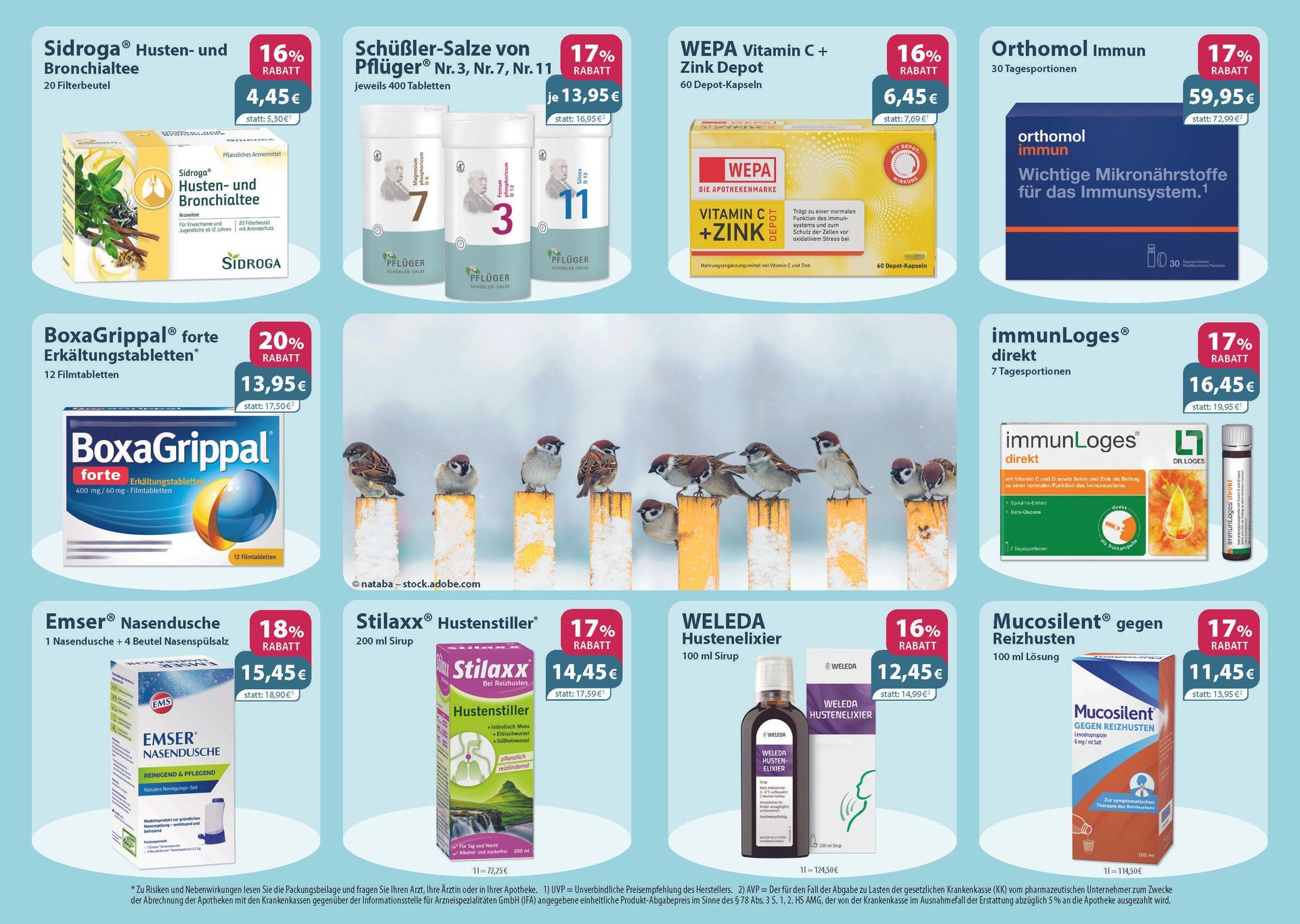 Ein Flyer für eine Apotheke mit dem Bild von drei Frauen, die Eistüten halten.