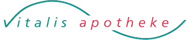 Auf weißem Hintergrund ist ein Logo der Vitalis Apotheke zu sehen