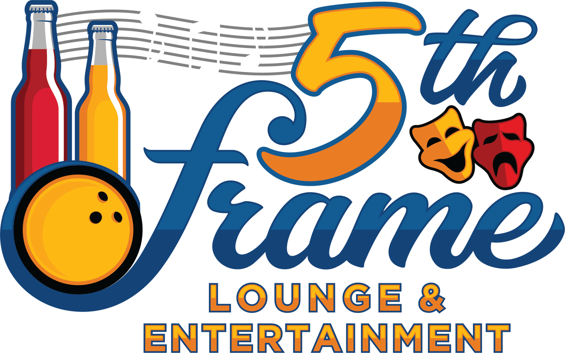 A logo for the 5th frame lounge and entertainment