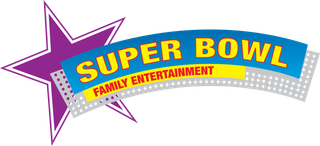 A logo for super bowl family entertainment with a purple star.