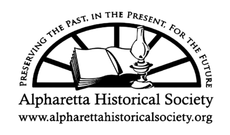 A logo for the alpharetta historical society