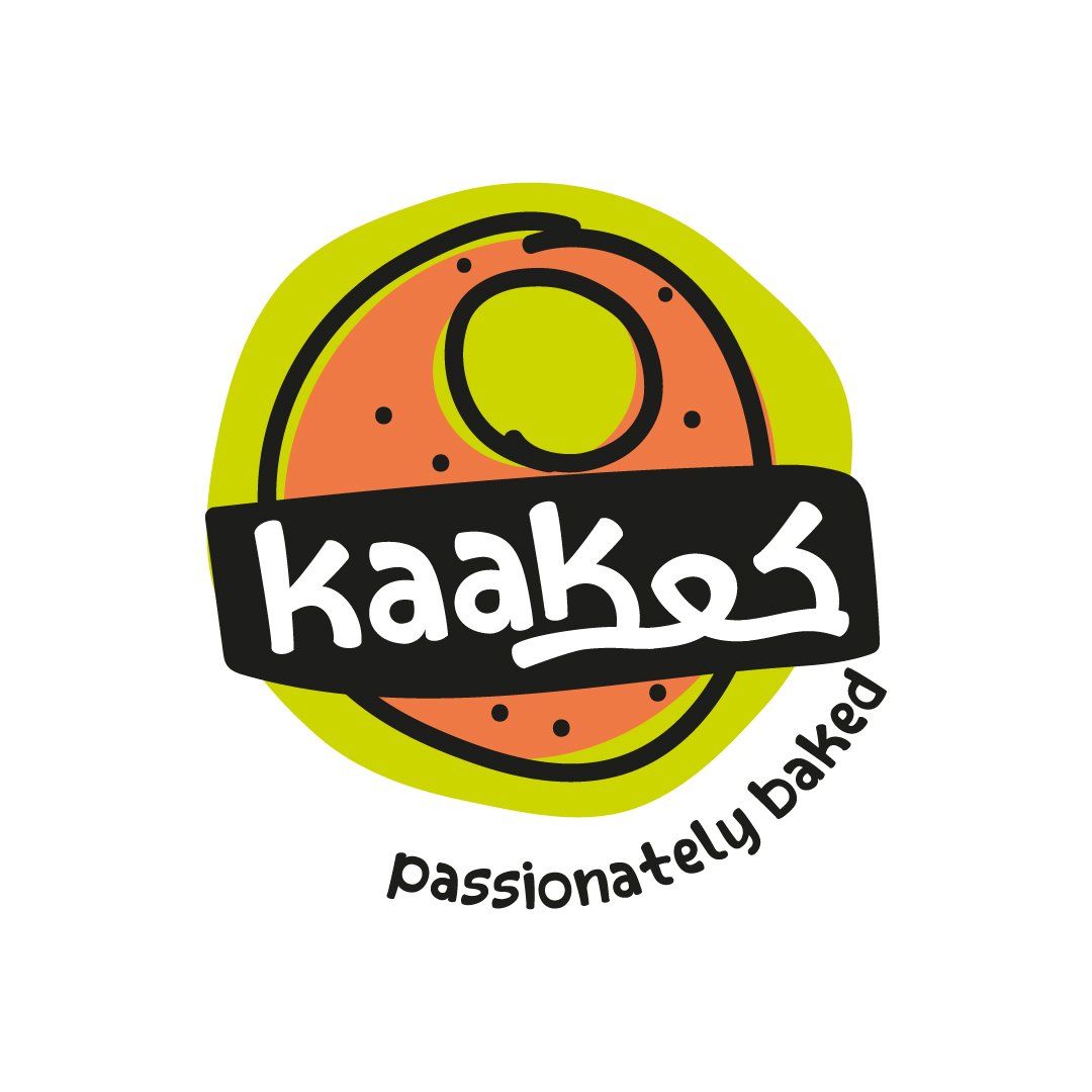 Logo for Kaakės bakery: a bagel with a black band labeled 