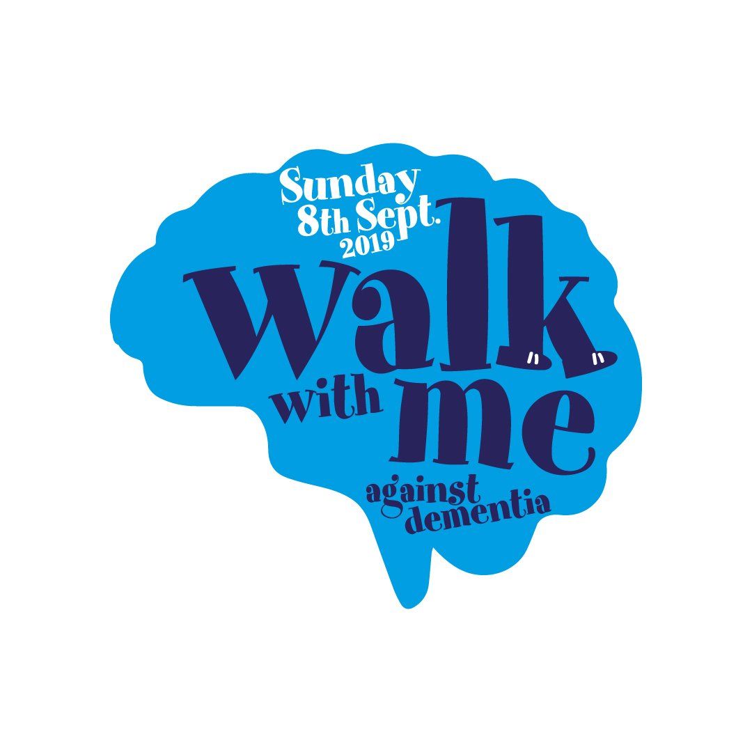 Blue brain-shaped logo promoting 