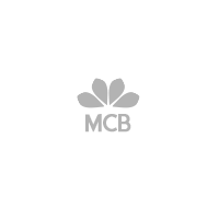 Grey MCB logo with flower petals.