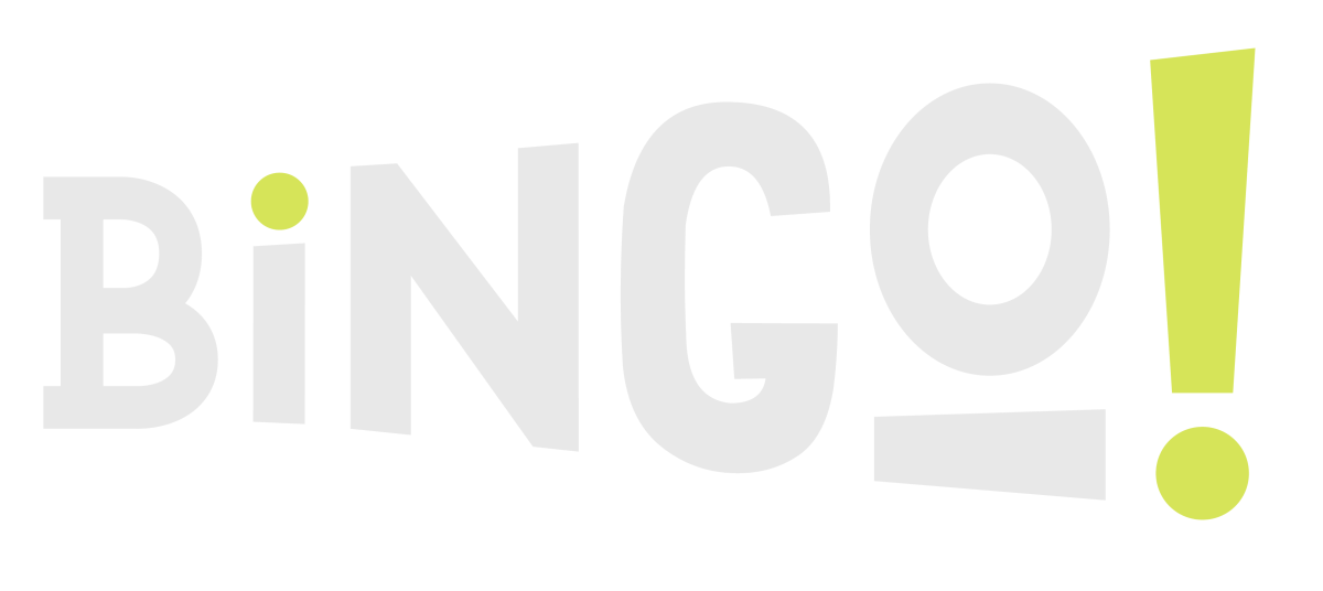 A palavra bingo está escrita em branco e verde em um fundo branco.