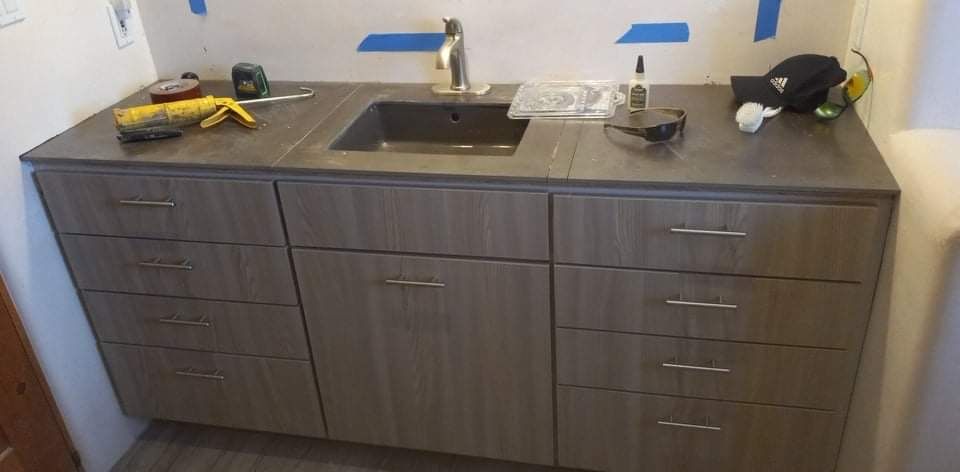 Custom bathroom vanity install