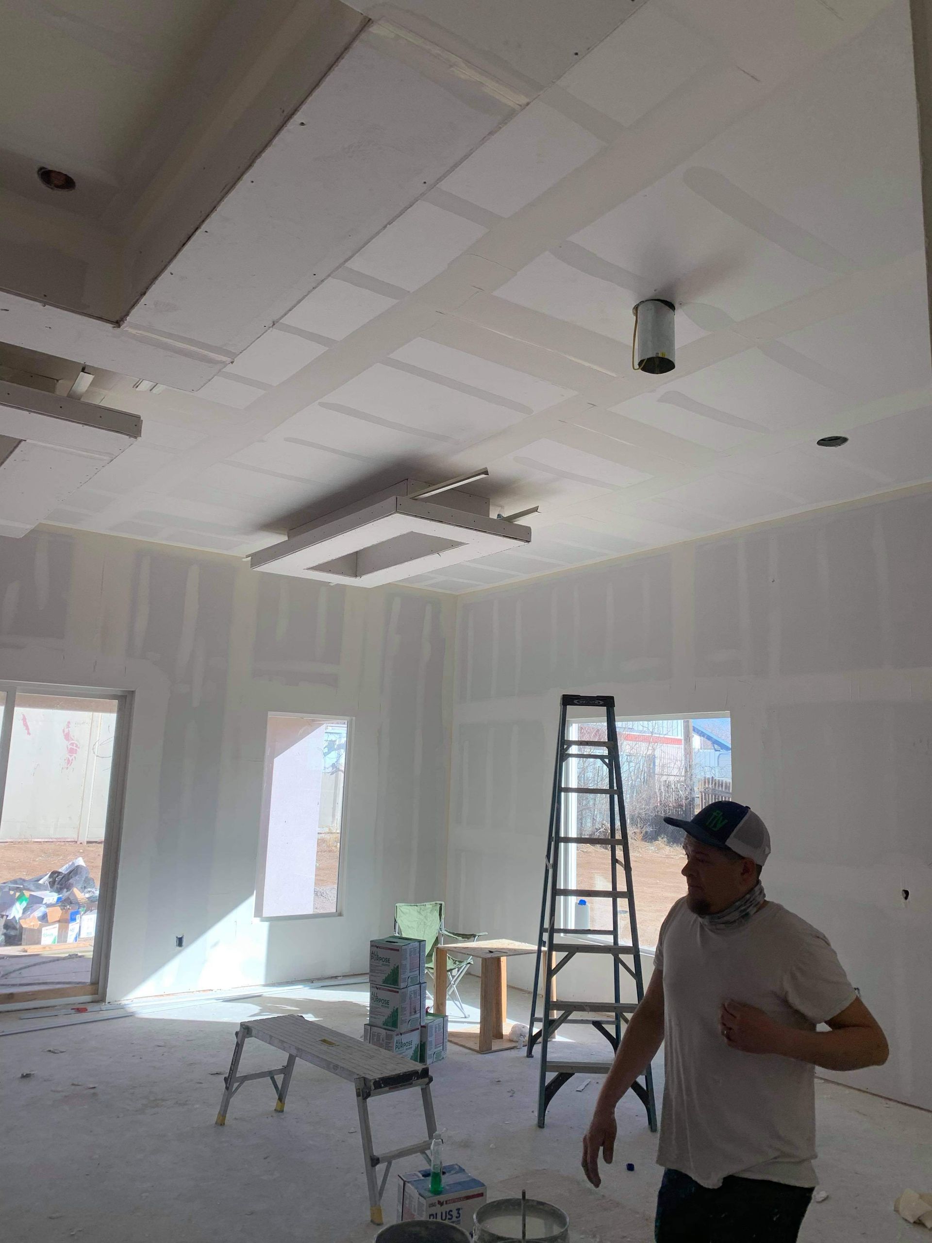 Drywall ceiling installation and smooth finishing in Santa Fe NM remodeling project