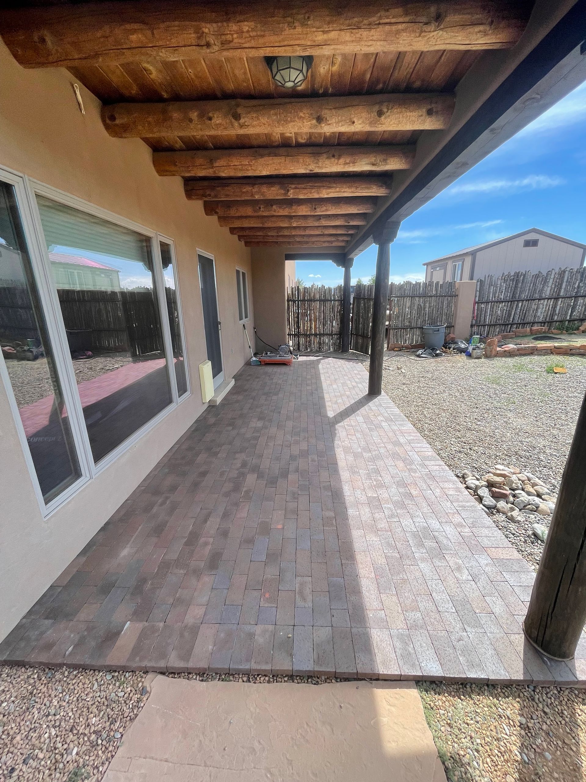 Portal courtyard brick installation in Eldorado NM  