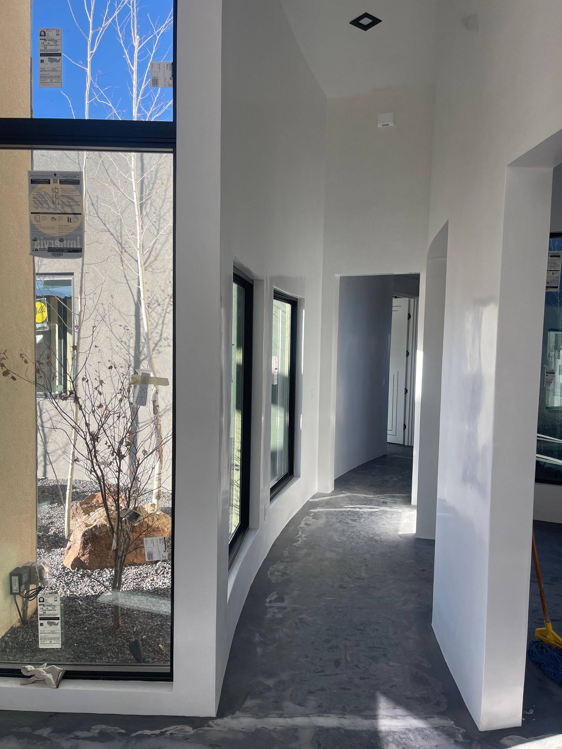 Modern interior drywall finishing and venetian plaster installation in Santa Fe NM home remodel