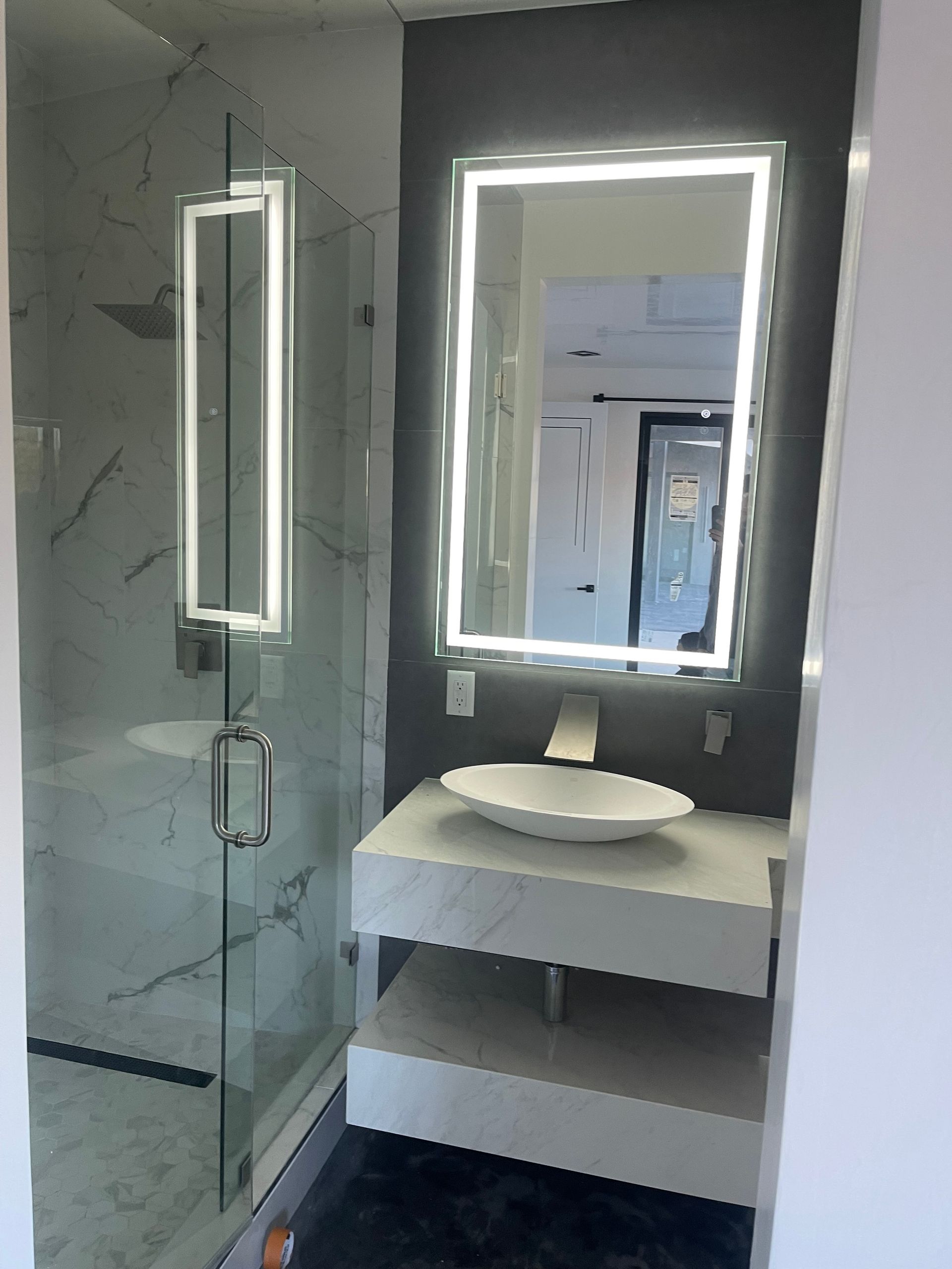 Floating bathroom vanity install 