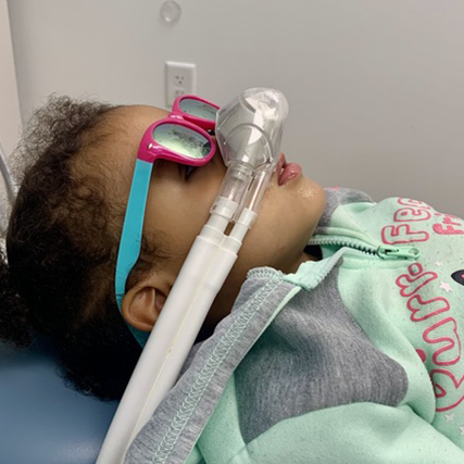 Pediatric patient under nitrous oxide before dental treatment