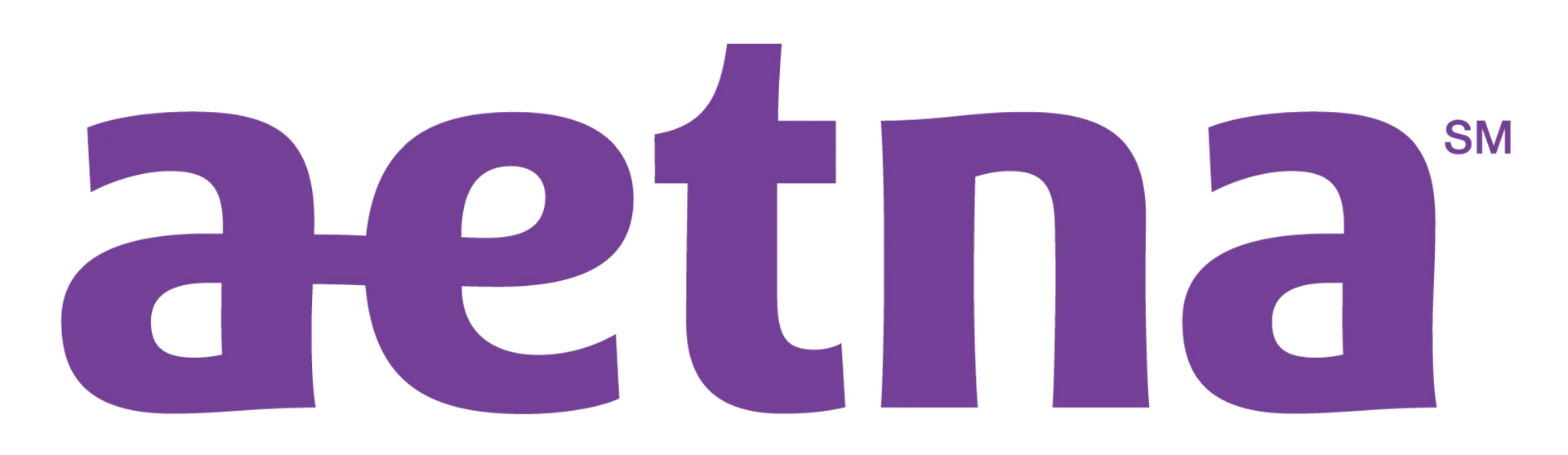 A purple aetna logo on a white background