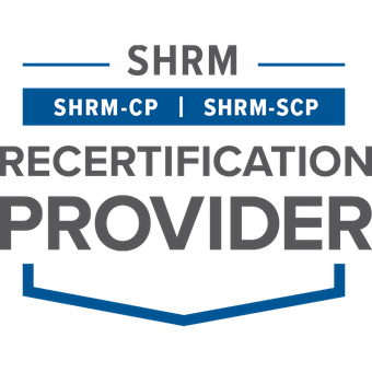 The logo for shrm is a recertification provider.