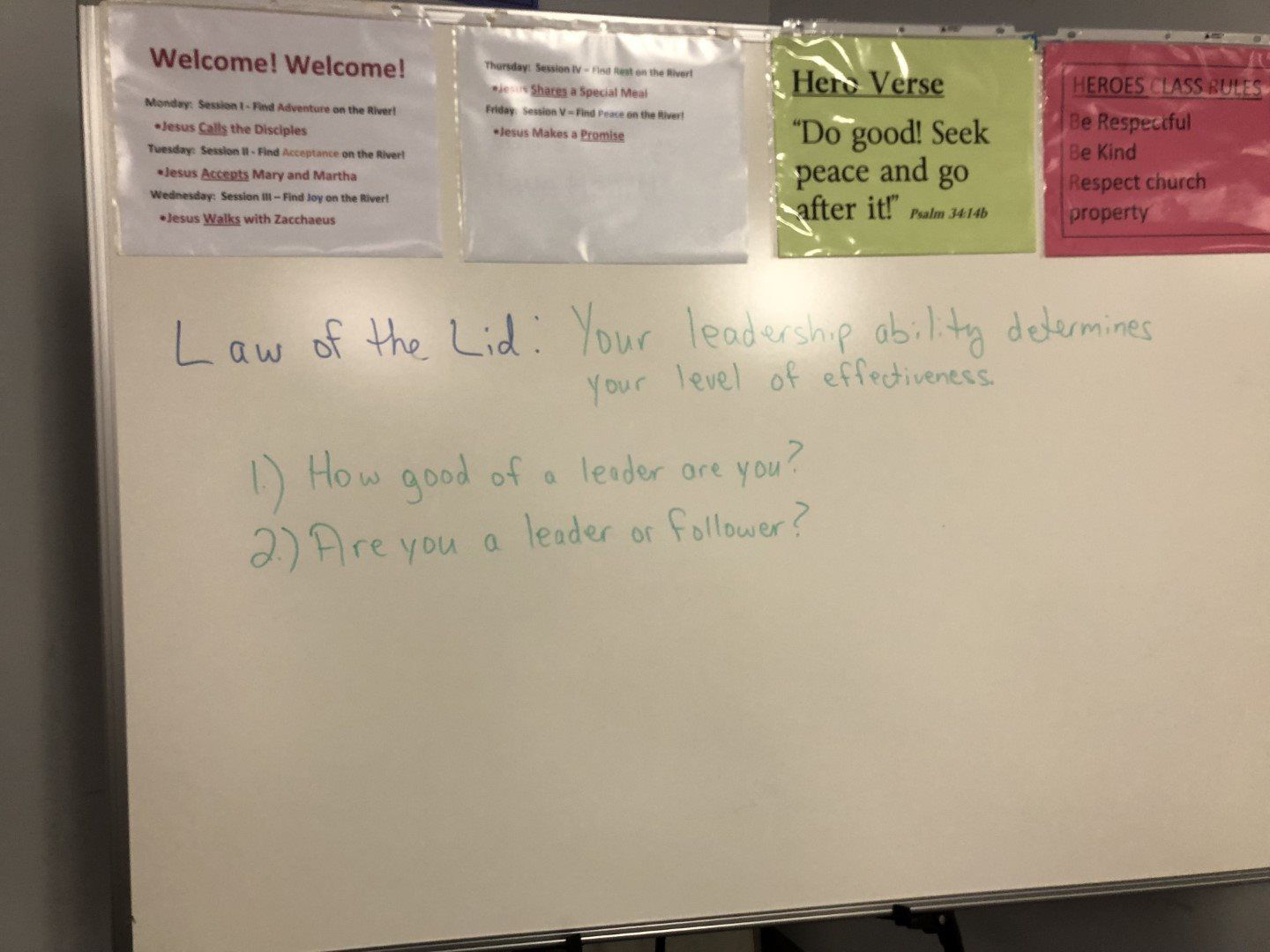 A white board with the words law of the lid written on it