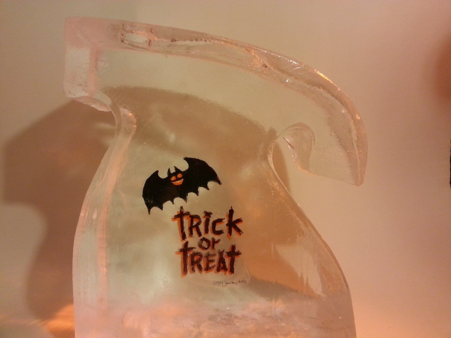 A trick or treat bag with a bat on it