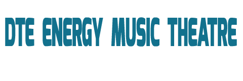 A blue and white logo for the dte energy music theatre