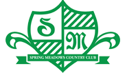A green and white logo for spring meadows country club.
