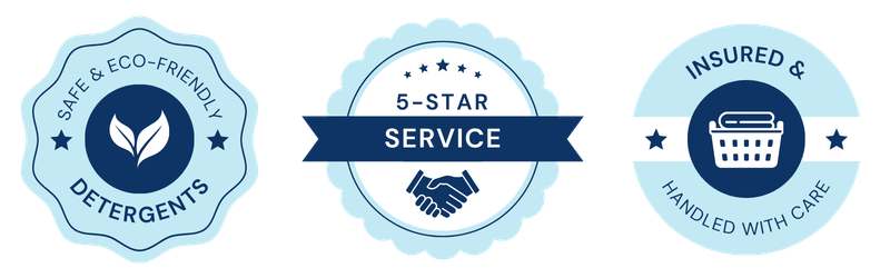 Safe and eco-friendly detergents, five-star service, Insured and handled with care