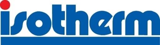A blue and white logo for isotherm on a white background.