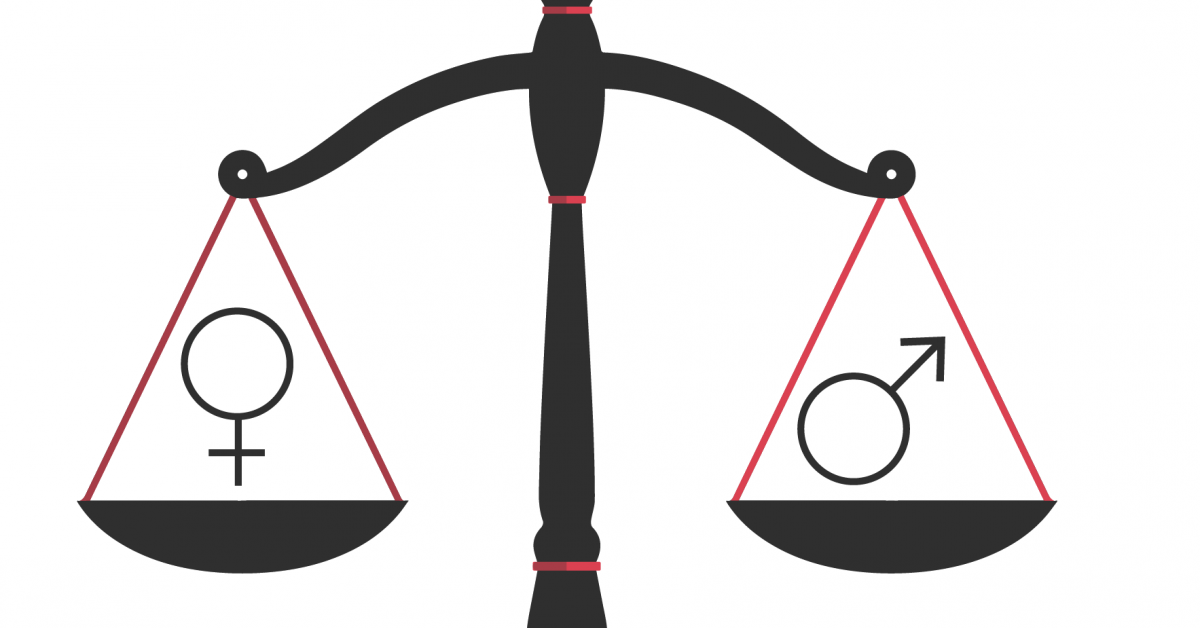 Une balance avec un symbole féminin et masculin dessus.