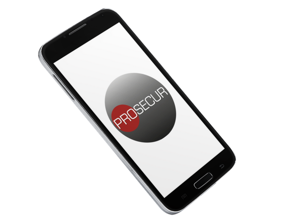 Un téléphone portable avec le mot prosecur sur l'écran