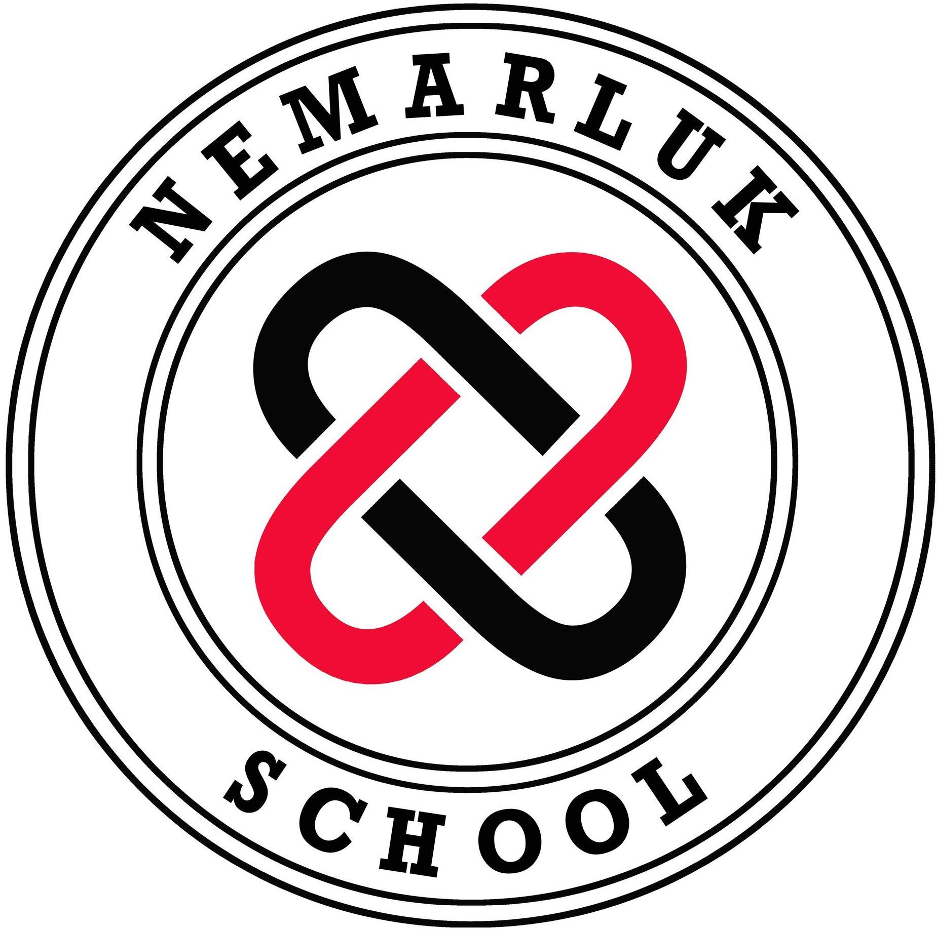 A black and red logo for nemarluk school