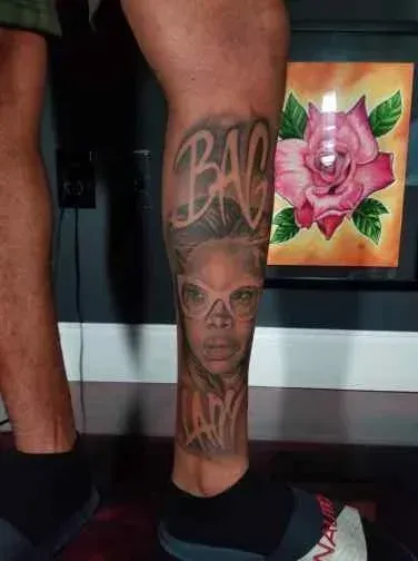 Leg tattoo with 