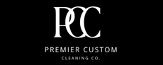 Logo for Premier Custom Cleaning Co., featuring stylized letters 