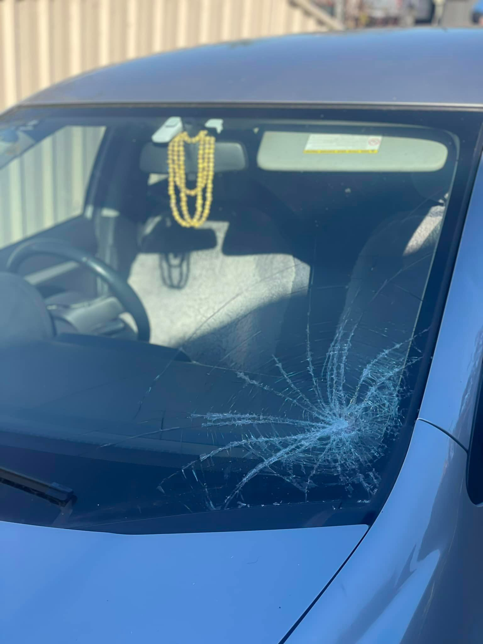 A Close Up Of A Car With A Broken Windshield — Bendigo Windscreens in Bendigo, VIC