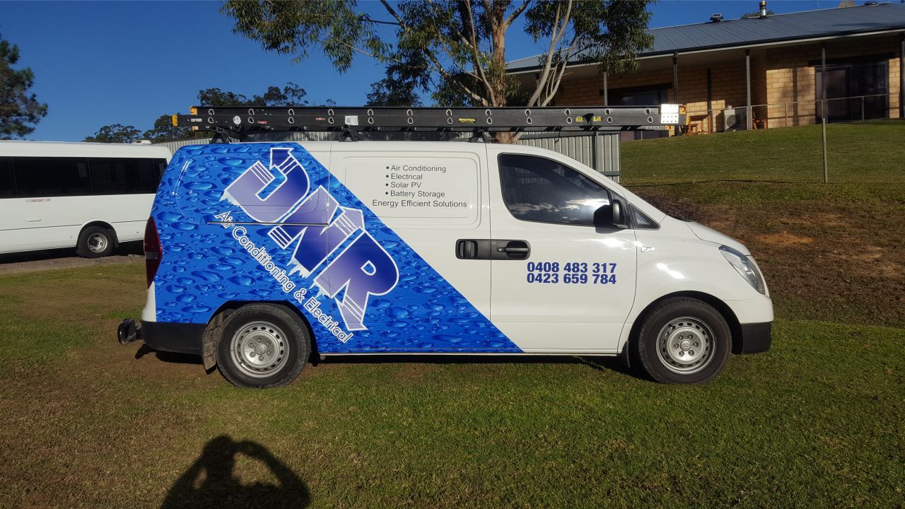 View of a van with self branding