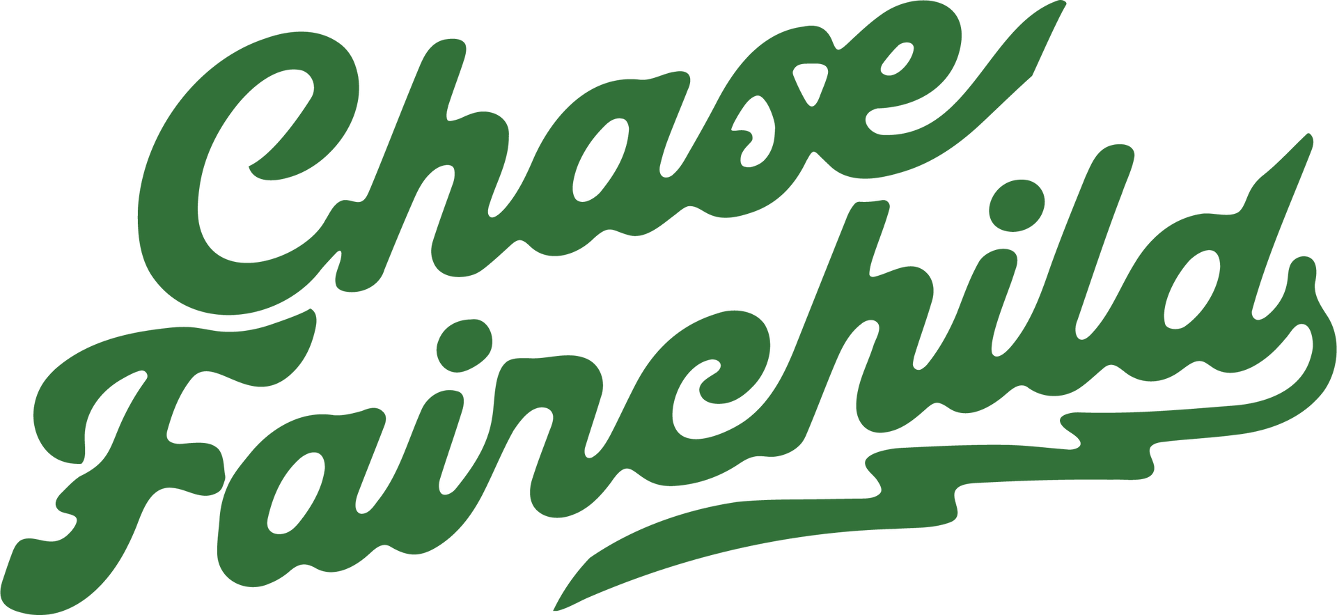 Green cursive text 