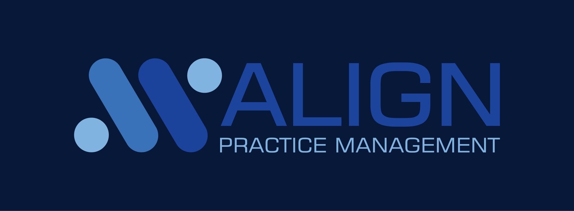 The logo for align practice management is blue and white on a dark blue background.