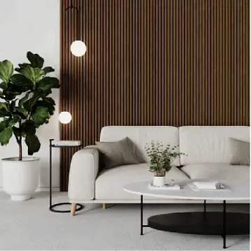 American Walnut Slat Wall Panel With Black Felt Backing — BLB Flooring Solutions in Central Coast, NSW