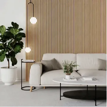 Wood Slat Panel With Black Felt Backing, Labelled 