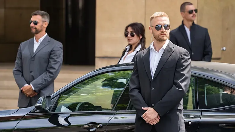 Business Security Guard Service At Work Near Luxury Car