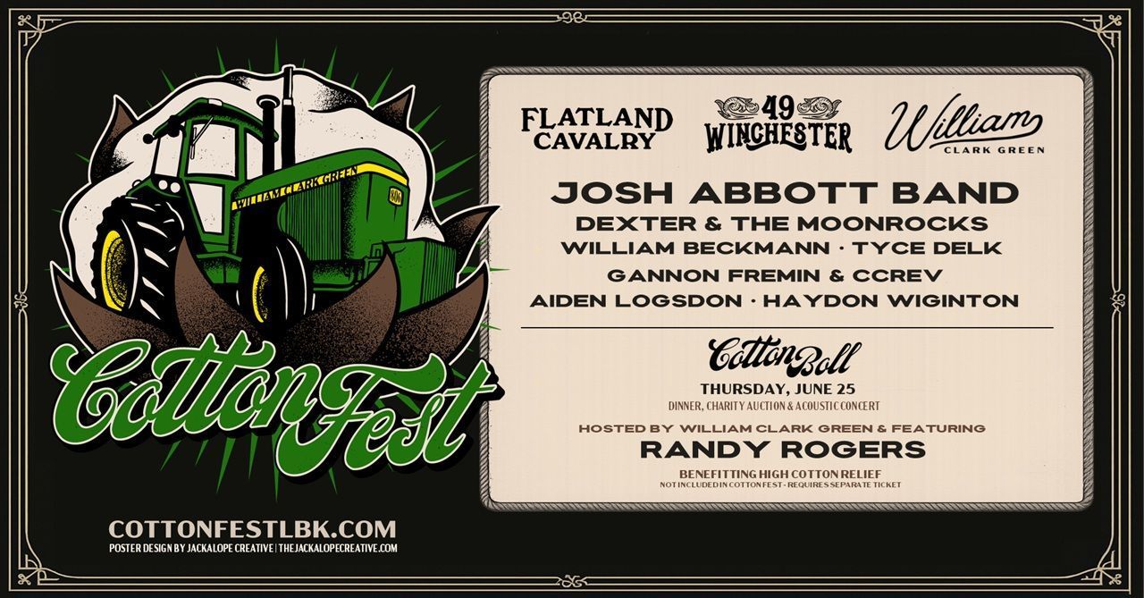 Green tractor in a cotton blossom, 